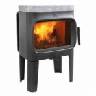 Jotul F305 matt black on long legs with soapstone top