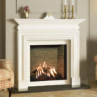 Reflex 75T Edge front with ledgestone lining and cavendish mantel